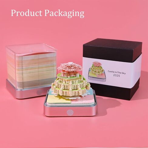 3D Calendar 2026, Time Piece Calendar 2026, Tear-Away 3D Paper Art Notepad With LED Lights, Creative DIY Paper Carving Memo Pad, Perfect for Home or Office Desk (Castle in the sky) in Saudi Arabia