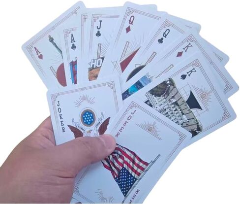 Patriotic Playing Cards Themed Collectible PVC Waterproof Playing Cards US Landmark Celebration Collector's Edition(60×97 mm)Suitable As Gifts And Collectibles For Card Game Enthusiasts And Families in Saudi Arabia
