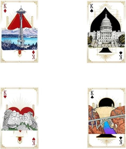 Patriotic Playing Cards Themed Collectible PVC Waterproof Playing Cards US Landmark Celebration Collector's Edition(60×97 mm)Suitable As Gifts And Collectibles For Card Game Enthusiasts And Families in Saudi Arabia