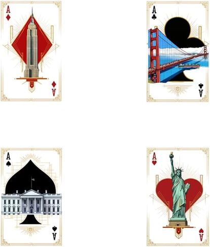 Patriotic Playing Cards Themed Collectible PVC Waterproof Playing Cards US Landmark Celebration Collector's Edition(60×97 mm)Suitable As Gifts And Collectibles For Card Game Enthusiasts And Families in Saudi Arabia