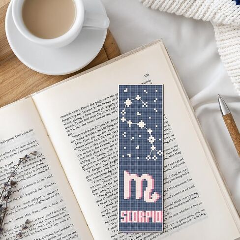FREEBLOSS 12 Set Cross Stitch Bookmark Kit for Beginner Twelve Zodiac Sign Cross Stitch Bookmarks DIY Stamped Embroidery Bookmark Kit Embroidery Projects for Book Lovers in Saudi Arabia