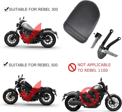 Motorcycle Rear Passenger Seat & Footpegs Kit for Honda Rebel CMX300 CMX500 Accessories - Fit Rebel 300 500 2017-2024 in Saudi Arabia
