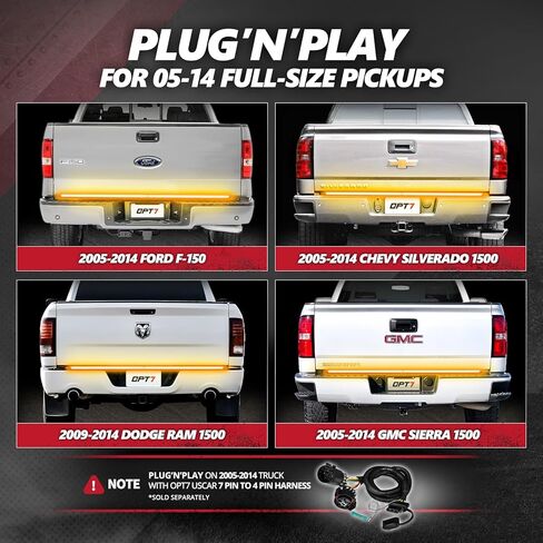 OPT7 60" Redline Parlux Triple Row LED Tailgate Light Bar w/Sequential Amber Turn Signal, Weatherproof Rigid Aluminum Frame Light Strip for Trucks, Pickup - Full Function Reverse Brake Running in Kuwait