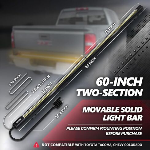 OPT7 60" Redline Parlux Triple Row LED Tailgate Light Bar w/Sequential Amber Turn Signal, Weatherproof Rigid Aluminum Frame Light Strip for Trucks, Pickup - Full Function Reverse Brake Running in Kuwait