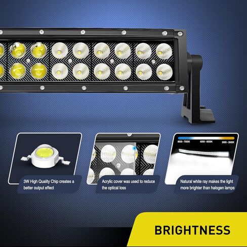 Nilight - NI07B-120W 22 بوصة 120 واط LED شريط إضاءة فيضان بقعة كومبو أضواء القيادة مصباح الضباب على الطرق الوعرة أضواء LED لسيارات الدفع الرباعي ATV Truck 4x4 Boat، ضمان لمدة عامين in Kuwait