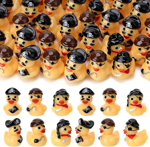 60pcs Mini Resin Pirate Ducks, Tiny Pirate Toy Figurines, Novelty Pirate Party Favors Gift Decoration (3 Styles) in Saudi Arabia