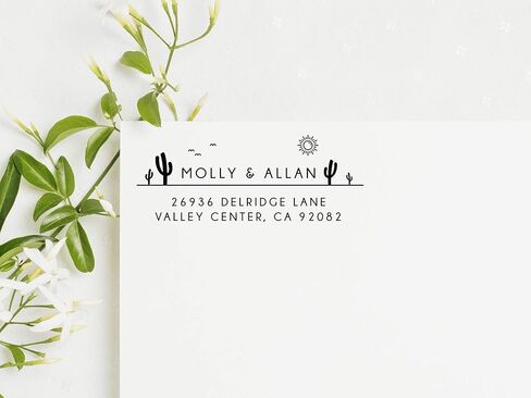 Cactus Return Address Stamp, Desert Address Stamp Self-Inking, 1 x 2.5 inches in Saudi Arabia