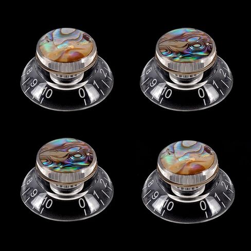 Banworks Electric Guitar Control Knobs 2 Tone 2 Volume '50s Style Knobs Top Hat Metric 6mm (15/64") 18-Spline Bell Top Hat Knobs for Epiphone Les Paul LP SG Electric Guitars Pack of 4 JT/XN-01 Chrome in Kuwait