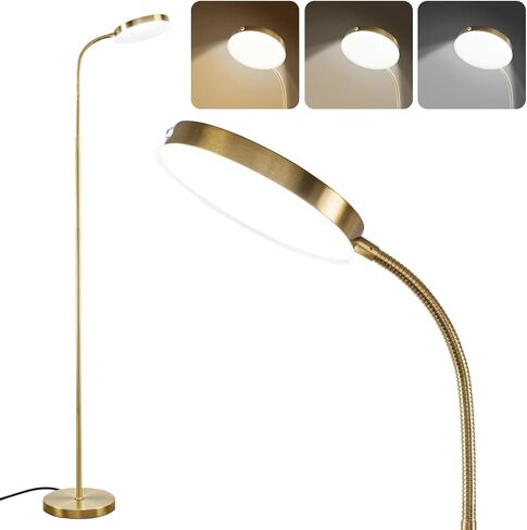 Floor Lamp, LED Floor Lamps for Living Room, Stepless Adjust Color Temperatures & Brightness Standing Lamp with Touch Control Tall Lamps Adjustable Gooseneck Reading Floor Lamp (Black) in Kuwait