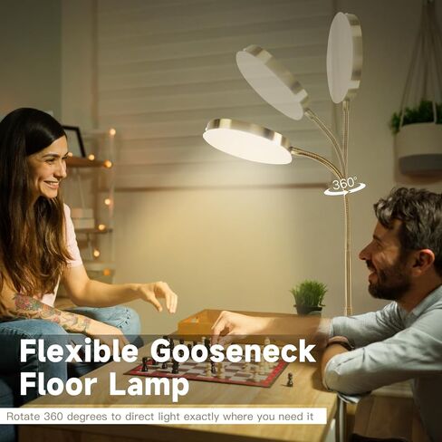 Floor Lamp, LED Floor Lamps for Living Room, Stepless Adjust Color Temperatures & Brightness Standing Lamp with Touch Control Tall Lamps Adjustable Gooseneck Reading Floor Lamp (Black) in Kuwait