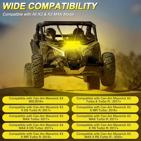 Can Am X3 شريط إضاءة برج الصدمات الأصفر مع دعامة تثبيت، طقم شريط إضاءة 60 وات 6000 لومن مع حزام أسلاك مفتاح متأرجح متوافق مع Can-Am Maverick X3 وX3 Max in Kuwait