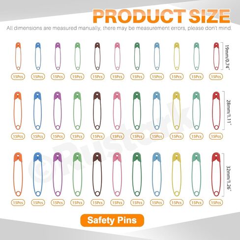 495Pcs 3 Sizes Colored Safety Pins Assortment Kit Small Safety Pin Mini Safety Pins Clothing Tag Pin Rimming Fastening Clip Button for Clothes Name Tags DIY Crafting in Saudi Arabia