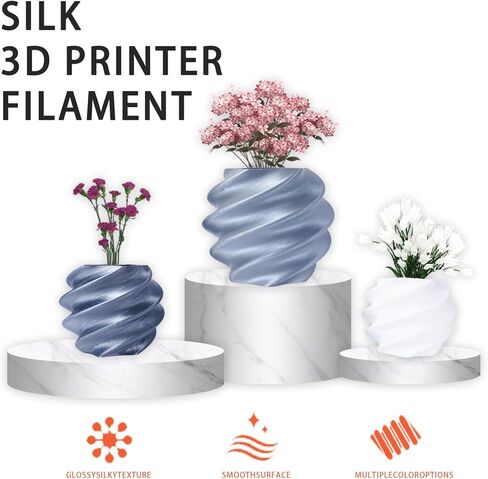 خيوط PETG 1.75 مم للطابعة ثلاثية الأبعاد، مستهلكة تشبه المعدن 1 كجم (2.2 رطل) 1 بكرة، خيوط طابعة ثلاثية الأبعاد PETG بلمسة نهائية معدنية، دقة الأبعاد +/- 0.03 مم، فضي معدني in Kuwait