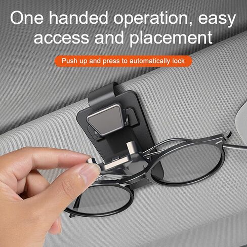 2 Packs Sunglasses Holders for Car Sun Visor, Metal One-Handed-Operation Sunglasses Clip, Car Visor Glasses Organizer, Universal Auto Interior Eyeglass Storage Hanger Accessories (Black) in Saudi Arabia