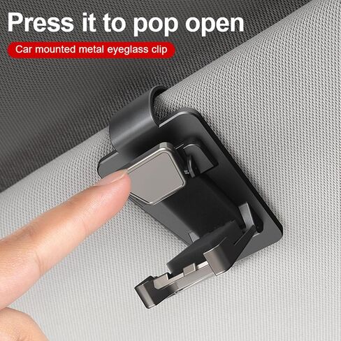 2 Packs Sunglasses Holders for Car Sun Visor, Metal One-Handed-Operation Sunglasses Clip, Car Visor Glasses Organizer, Universal Auto Interior Eyeglass Storage Hanger Accessories (Black) in Saudi Arabia