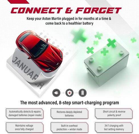 JMR Battery Charger for Aston Martin DB11 DBX Vantage DBS DB12 Trickle Charger Conditioner Maintainer (Magnetic Port, No Lithium Mode) in Saudi Arabia