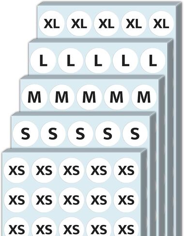 2000 Pack, 3/4" - Clothing Size Stickers, Small Medium Large Shirt Sizing Labels - 5 Sizes (XS, S, M, L, XL) in Saudi Arabia
