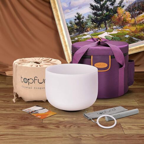TOPFUND Artificial Leather Heavy Duty Crystal Singing Bowl Carrying Case 8 inch with Sponge Padded Sleeve 6" in Saudi Arabia