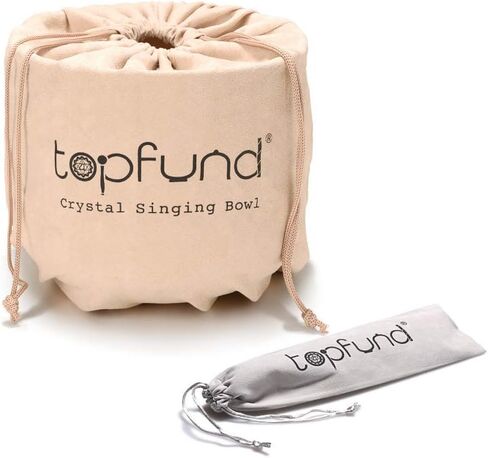 TOPFUND Artificial Leather Heavy Duty Crystal Singing Bowl Carrying Case 8 inch with Sponge Padded Sleeve 6" in Saudi Arabia
