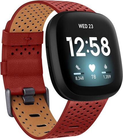 أساور Meliya الجلدية متوافقة مع Fitbit Versa 4 Bands/Fitbit Versa 3 Bands/Sense 2 Bands/Fitbit Sense Watch Bands للنساء والرجال، أشرطة معصم كلاسيكية من الجلد الأصلي in Kuwait