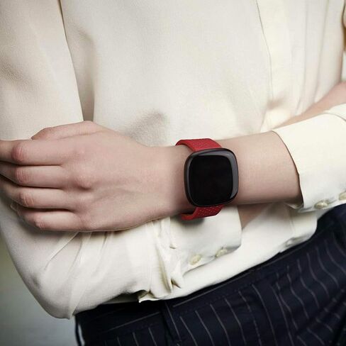 أساور Meliya الجلدية متوافقة مع Fitbit Versa 4 Bands/Fitbit Versa 3 Bands/Sense 2 Bands/Fitbit Sense Watch Bands للنساء والرجال، أشرطة معصم كلاسيكية من الجلد الأصلي in Kuwait