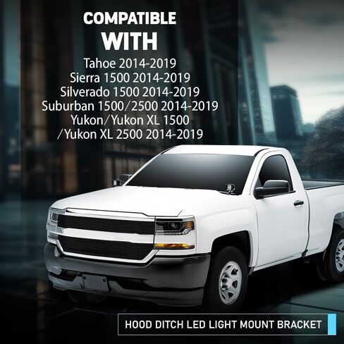 دعامة تثبيت بإضاءة LED على غطاء محرك السيارة متوافقة مع Chevy Silverado 1500/Suburban 1500 2500 /Tahoe 2014-2019، تناسب GMC Sierra 1500/Yukon/Yukon XL 1500 2500 2014-2019 in Saudi Arabia