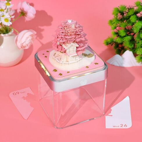 3D Calendar 2026 Memo Pad with LED Light | Tear-Away Paper Sculpture Desk Calendar | DIY Decorative Notepad & Night Light Gift (Christmas Tree) in Saudi Arabia