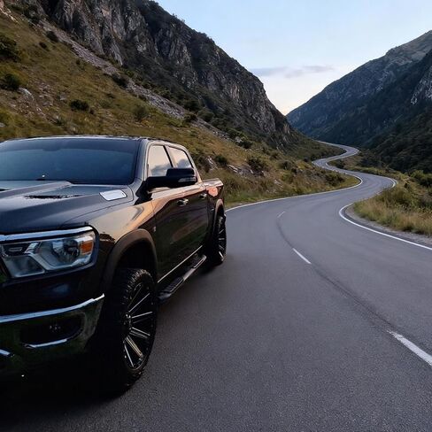IKON MOTORSPORTS، مشاعل الحاجز متوافقة مع 2019-2024 دودج رام 1500، مصنع V2 نمط 4 قطع غطاء عجلة شاحنة PP أسود مزخرف in Saudi Arabia