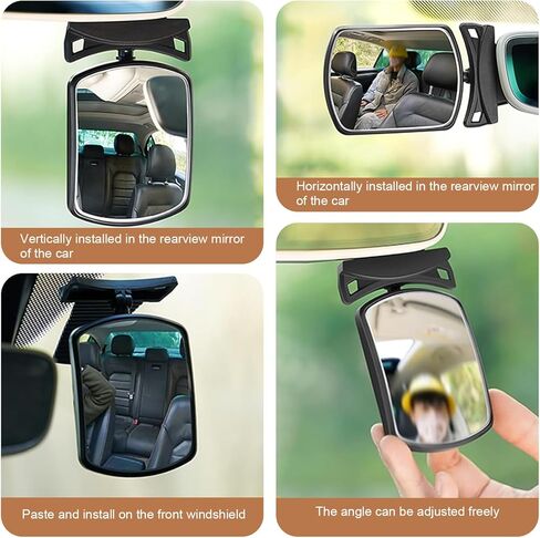 Baby Car Mirror, Curved Lens Observation Mirror, Rotatable and Adjustable Angle, Universal Car Interior Rearview Auxiliary (White) in Saudi Arabia