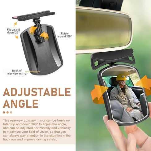 Baby Car Mirror, Curved Lens Observation Mirror, Rotatable and Adjustable Angle, Universal Car Interior Rearview Auxiliary (White) in Saudi Arabia