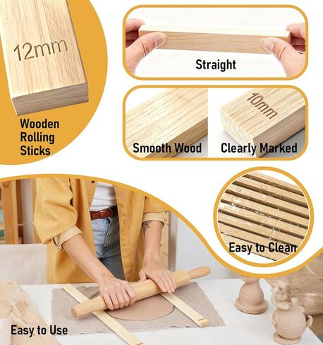 أدلة الطين المتداول، 10 قطع دليل عصا الطين لتعليم الفخار، أدوات الفخار، بكرة لوح خشبي، أدوات الطين، أدوات الطين لسمك البوليمر in Kuwait