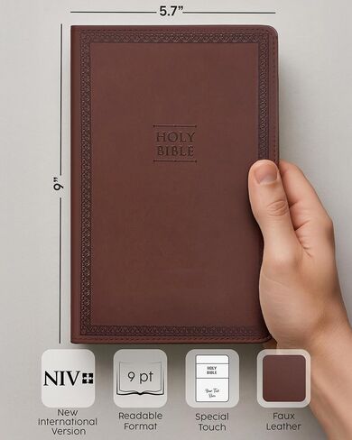 طباعة الكتاب المقدس NIV المخصص مع اسم العائلة المخصص، جلد صناعي بني in Saudi Arabia