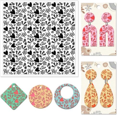 Graffiti Polymer Clay Texture Sheets Love Heart Texture Silicone Clay Texture Mat Silicone Texture Stamps Clay Modeling Pattern Pad for DIY Clay Jewelry Earrings Clay Mat in Saudi Arabia