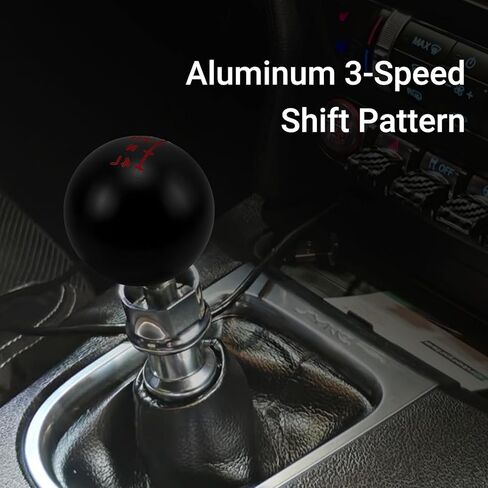RYANSTAR RACING Manual 5 Speed Short Throw Shift Knob Compatible with 1970-2004 Ford Mustang, Aluminum Weighted Gear Shifter Black Red Engraved Inlay, M12x1.75 Thread Transmission Vehicles White in Saudi Arabia
