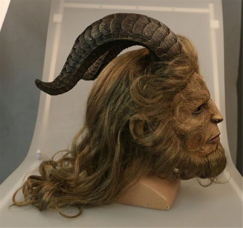 1:1 Beast Head Mask Deluxe Latex Novelty Halloween Costume Party Props with Brown Wig in Saudi Arabia