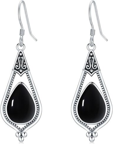 Genuine Turquoise Dangle Earrings for Women, Sterling Silver Vintage Native American Western Jewelry Teardrop Earrings Birthday Gift in Kuwait
