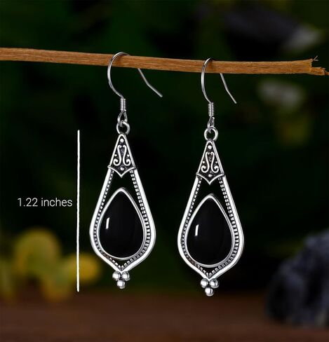 Genuine Turquoise Dangle Earrings for Women, Sterling Silver Vintage Native American Western Jewelry Teardrop Earrings Birthday Gift in Kuwait