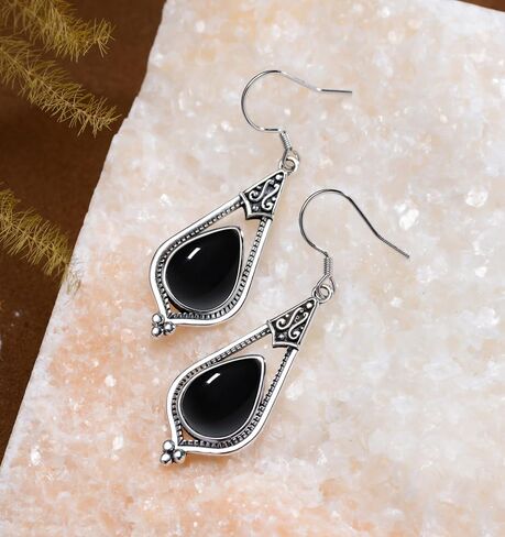 Genuine Turquoise Dangle Earrings for Women, Sterling Silver Vintage Native American Western Jewelry Teardrop Earrings Birthday Gift in Kuwait