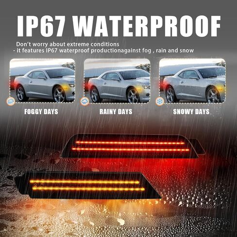 LED Front&Rear Fender LED Side Marker Lights Kit for Chevy Camaro 2010-2015, 5th Gen Camaro, Replacement,Smoked Lens Side Bumper Marker Lamps,4pcs (Red Amber) in Saudi Arabia