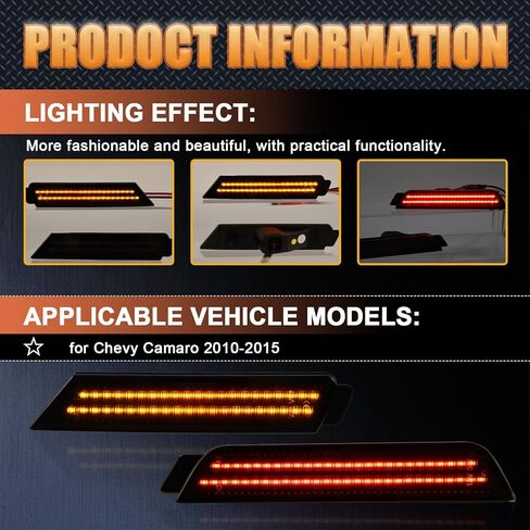 LED Front&Rear Fender LED Side Marker Lights Kit for Chevy Camaro 2010-2015, 5th Gen Camaro, Replacement,Smoked Lens Side Bumper Marker Lamps,4pcs (Red Amber) in Saudi Arabia