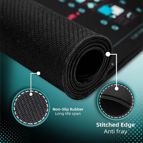 Shortcut Keys Mouse Pad, Extended Large Spreadsheet Keyboard Mat, Non-Slip Stitched Edge in Saudi Arabia