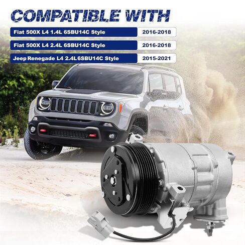 A/C Compressor with Clutch Compatible with Fiat 500X 2016-2018 Jeep Renegade 2015-2021, Replace OE Number CO29252C, 168376, 51936721, 68245074AA in Saudi Arabia