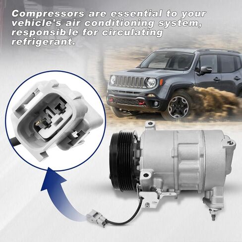 A/C Compressor with Clutch Compatible with Fiat 500X 2016-2018 Jeep Renegade 2015-2021, Replace OE Number CO29252C, 168376, 51936721, 68245074AA in Saudi Arabia