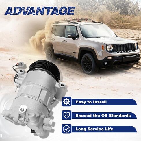 A/C Compressor with Clutch Compatible with Fiat 500X 2016-2018 Jeep Renegade 2015-2021, Replace OE Number CO29252C, 168376, 51936721, 68245074AA in Saudi Arabia