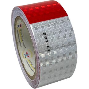All Star Truck Parts] New 2" x150' roll DOT-C2 Ultra Reflective Safety 6" Red/ 6" White Conspicuity Tape Truck Trailer Horse Diamond Pattern Long Lasting Waterproof Material, Super Strong Adhesive! in Kuwait