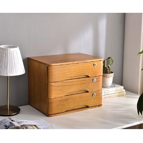 Desktop Storage Box - Desktop File Cabinet Organizers, with Lockable Drawers Flat File Cabinet, Wooden Desktop Storage Cabinet, Office Supplies A4 Receipt File Organizer Box (D) in Saudi Arabia