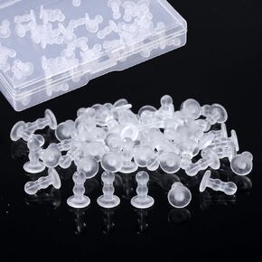 50 Pcs Impenetrable Soft Big-Long Earring Backs for Pierced Ears Double Balls Big-Long Earring Back Pierced Earrings Backs for Posts TPE Medical Grade Fit All Types of Earrings in Saudi Arabia