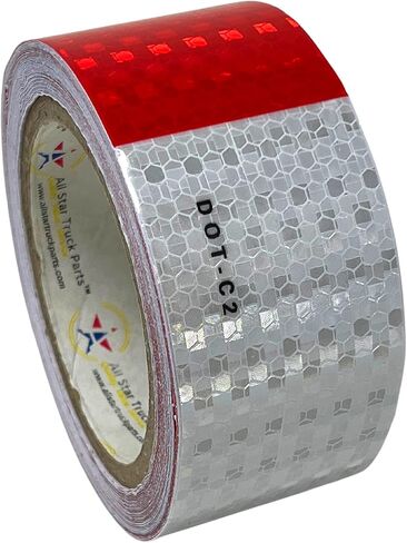 All Star Truck Parts] New 2" x150' roll DOT-C2 Ultra Reflective Safety 6" Red/ 6" White Conspicuity Tape Truck Trailer Horse Diamond Pattern Long Lasting Waterproof Material, Super Strong Adhesive! in Kuwait
