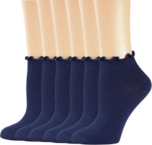 Mcool Mary Womens Ankle Ruffle Socks Cotton Casual Lettuce Frilly Cute Knit No Show Socks 5 Pack in Kuwait