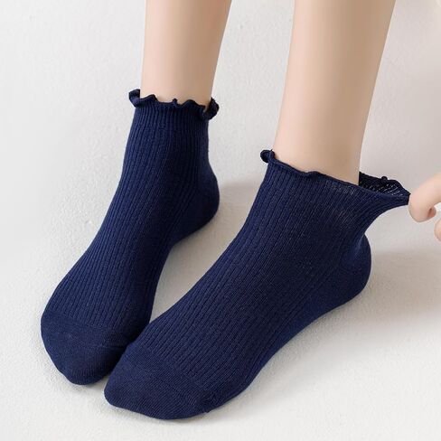 Mcool Mary Womens Ankle Ruffle Socks Cotton Casual Lettuce Frilly Cute Knit No Show Socks 5 Pack in Kuwait